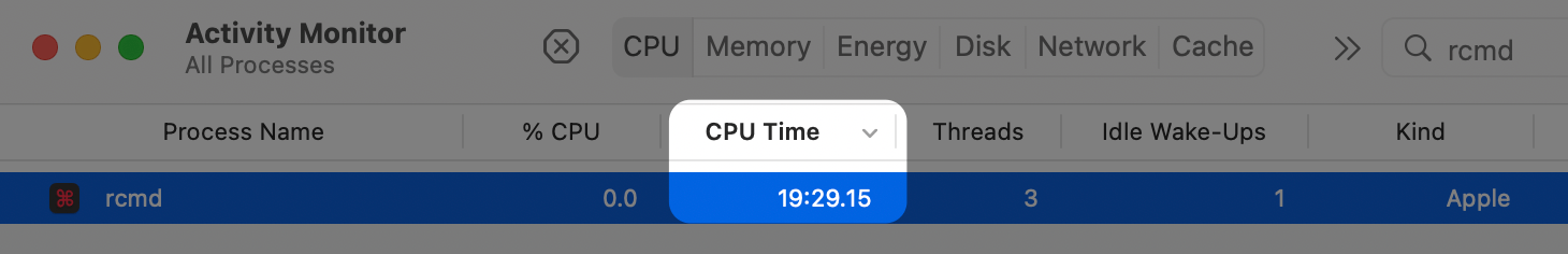 rcmd cpu time