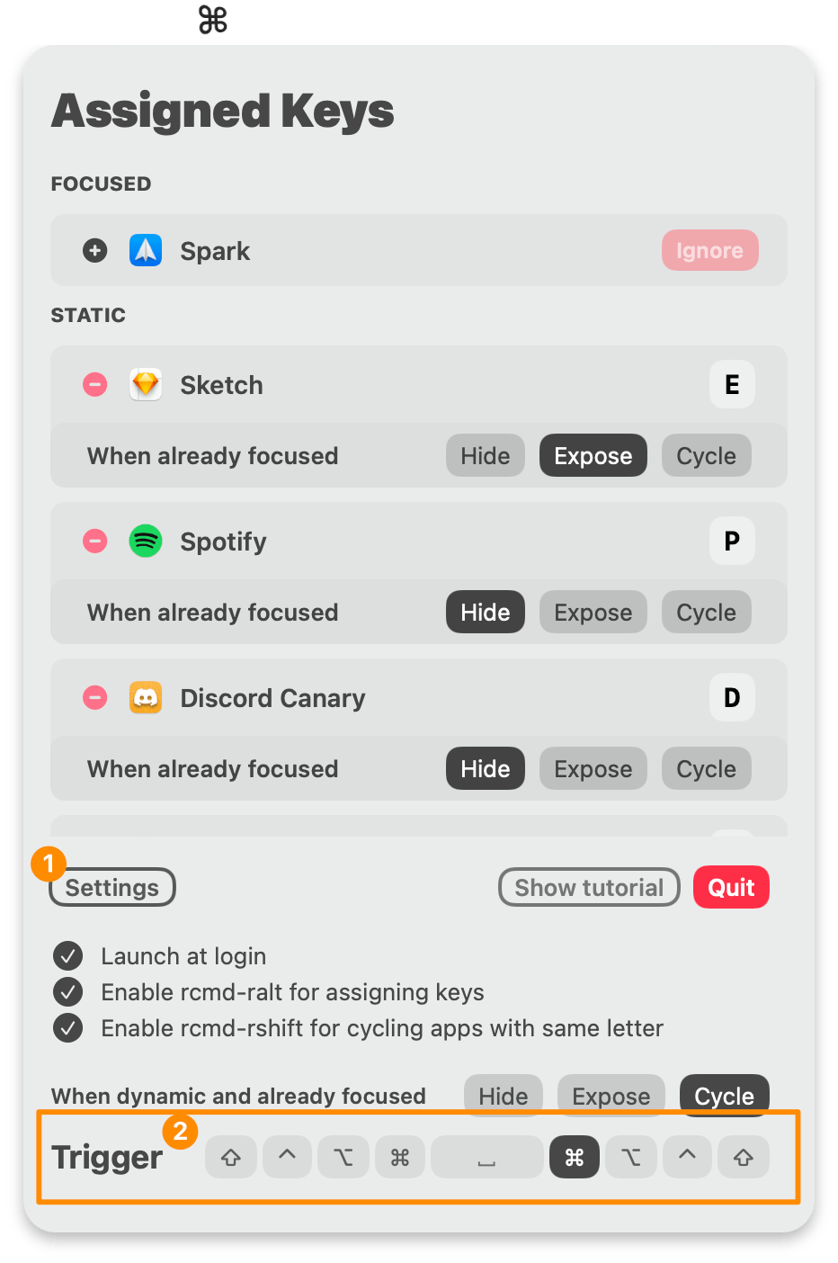 rcmd trigger setting